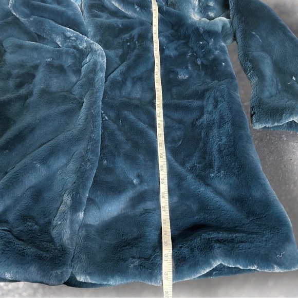 🔥 Roaman’s Women’s Royal Teal Blue Green Faux Fur Coat Size 14W - Picture 11 of 16